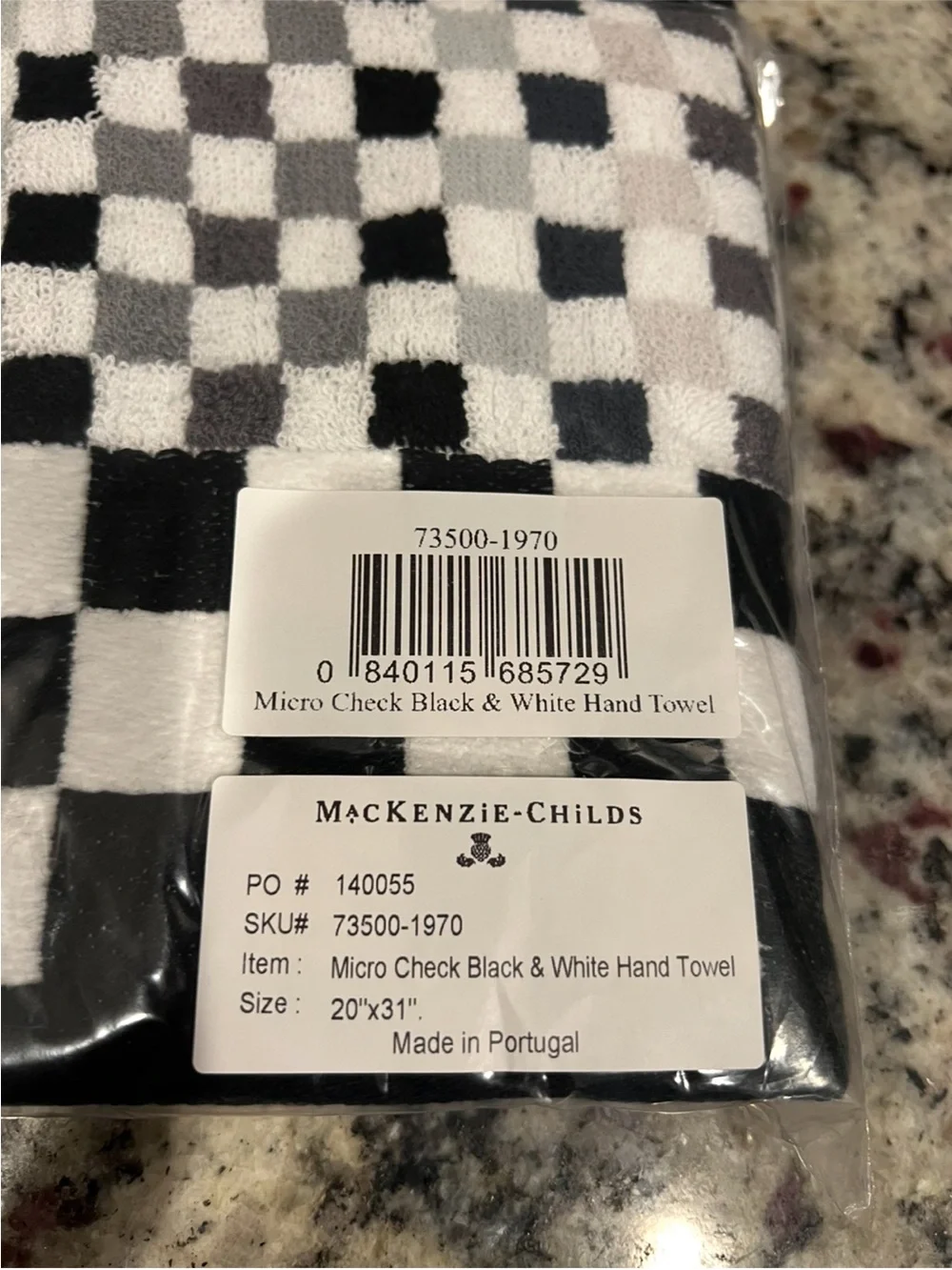 Mackenzie-Childs Micro Check Hand Towels. Set of 2. New in packaging